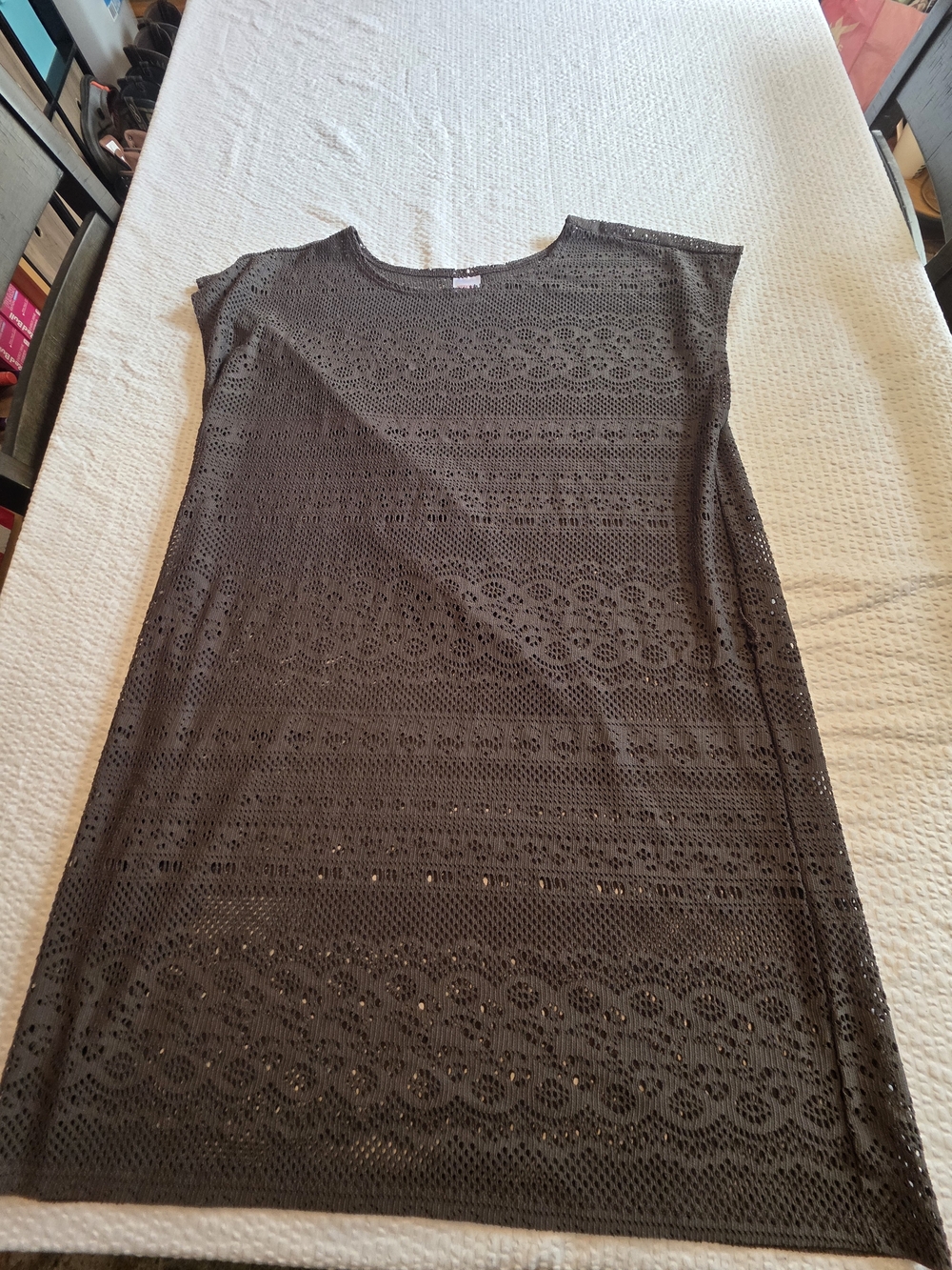 Merona Black Crochet Swim Coverup L